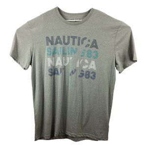 Nautica Shirt Mens XXL Grey Gray SS T-Shirt Nautica Sailing 83 Spellout Soft